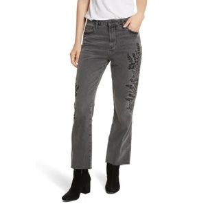 Free People Floral Embroidered Jeans